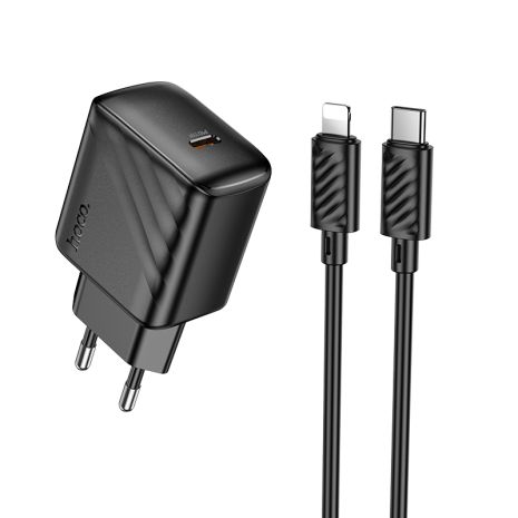 Сетевое Зарядное Устройство Hoco CS24A 1USB-C PD/QC 25W+Type-C to Lightning Черный