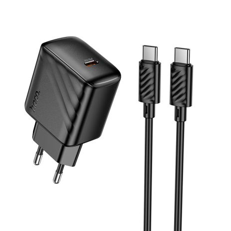 Сетевое Зарядное Устройство Hoco CS24A 1USB-C PD/QC 25W+Type-C to Type-C Черный Сетевое Зарядное Устройство Hoco CS24A 1USB-C PD/QC 25W+Type-C to Type-C Черный
