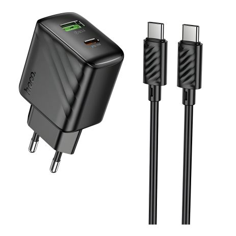 Устройство Зарядное Hoco CS25A Сетевое 1USB-C/1USB PD/QC 20W+Type-C на Type-C Черное Устройство Зарядное Hoco CS25A Сетевое 1USB-C/1USB PD/QC 20W+Type-C на Type-C Черное