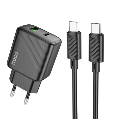 Сетевое Зарядное Устройство Hoco CS23A 1USB/1USB-C PD/QC 30W+Type-C to Type-C Черный