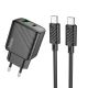 Сетевое Зарядное Устройство Hoco CS23A 1USB/1USB-C PD/QC 30W+Type-C to Type-C Черный