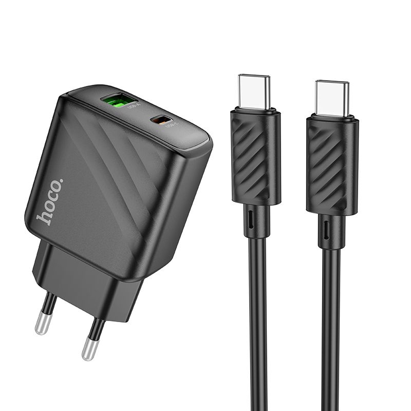 Мережевий зарядний пристрій Hoco CS23A, 1USB, 1Type-C, PD, QC 30W, Type-C to Type-C, Чорний Мережевий зарядний пристрій Hoco CS23A, 1USB, 1Type-C, PD, QC 30W, Type-C to Type-C, Чорний