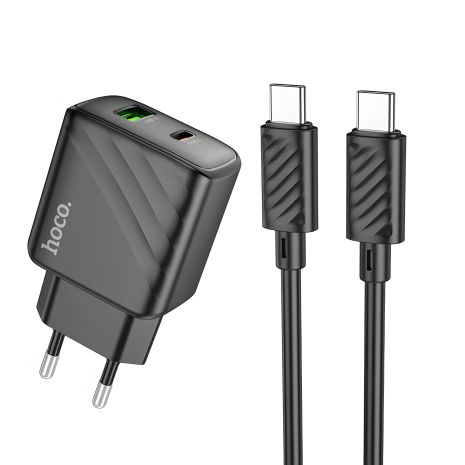 Мережевий зарядний пристрій Hoco CS23A, 1USB, 1Type-C, PD, QC 30W, Type-C to Type-C, Чорний Мережевий зарядний пристрій Hoco CS23A, 1USB, 1Type-C, PD, QC 30W, Type-C to Type-C, Чорний