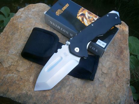 Складной нож "Лев" RM-160 US Tanto, битое стекло, 23 см, черный Складной нож "Лев" RM-160 US Tanto, битое стекло, 23 см, черный