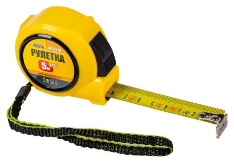 Рулетка 5 м х 19 мм автоматический фиксатор полотна MASTERTOOL 68-0519