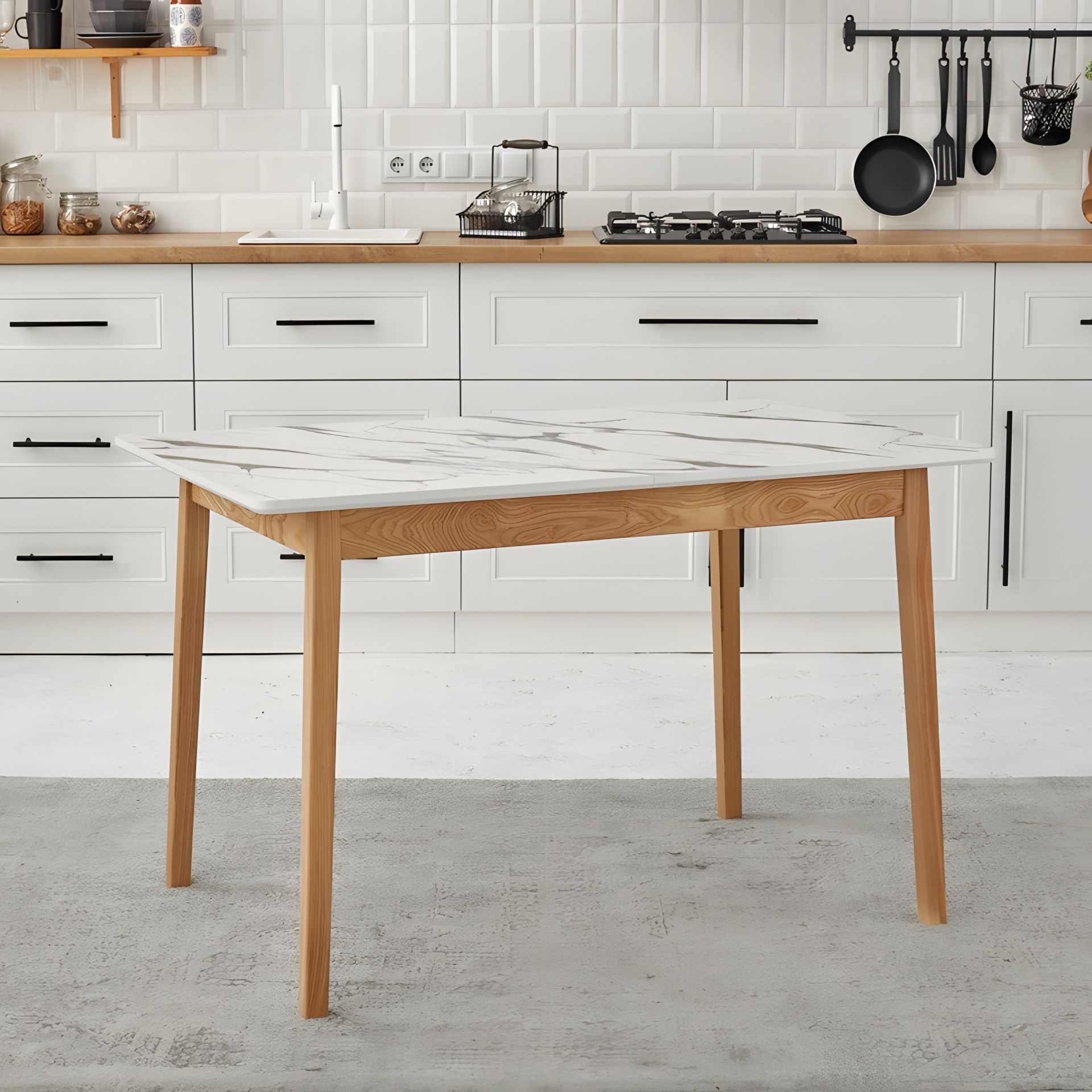 Обідній розкладний кухонний стіл Onto Леонардо 120 Мармур білий Обідній розкладний кухонний стіл Onto Леонардо 120 Мармур білий