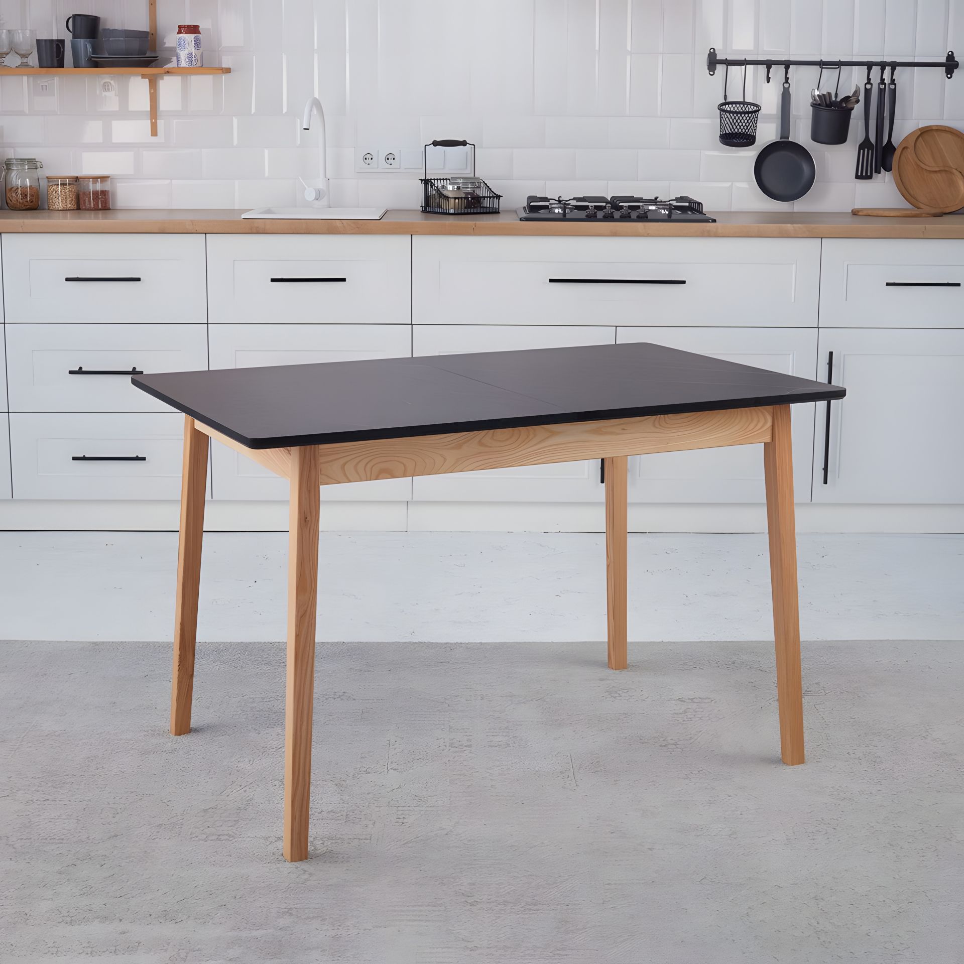 Розкладний обідній кухонний стіл Onto Леонардо 120 чорний Розкладний обідній кухонний стіл Onto Леонардо 120 чорний