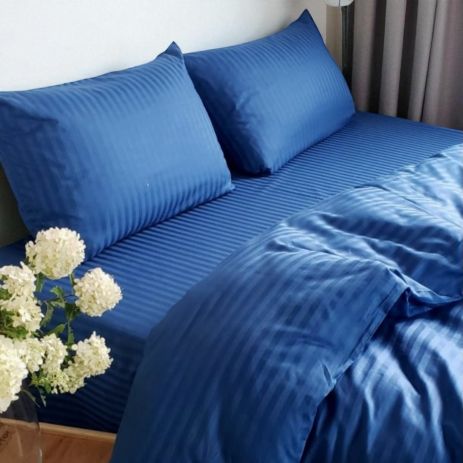 Комплект постільної білизни полуторний MakSon Elegant Blue, страйп-сатин, 100% бавовна (032-1145210С)