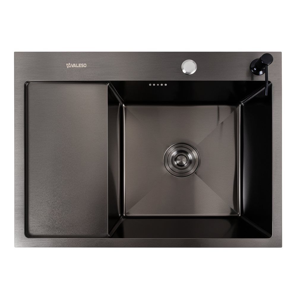Черная кухонная мойка CM 65*50 R PVD VALESO Handmade (круглый сифон 3,0/0,8) Черная кухонная мойка CM 65*50 R PVD VALESO Handmade (круглый сифон 3,0/0,8)