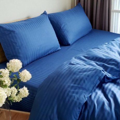 Комплект постільної білизни двоспальний MakSon Elegant Blue, страйп-сатин, 100% бавовна (032-1175210С)