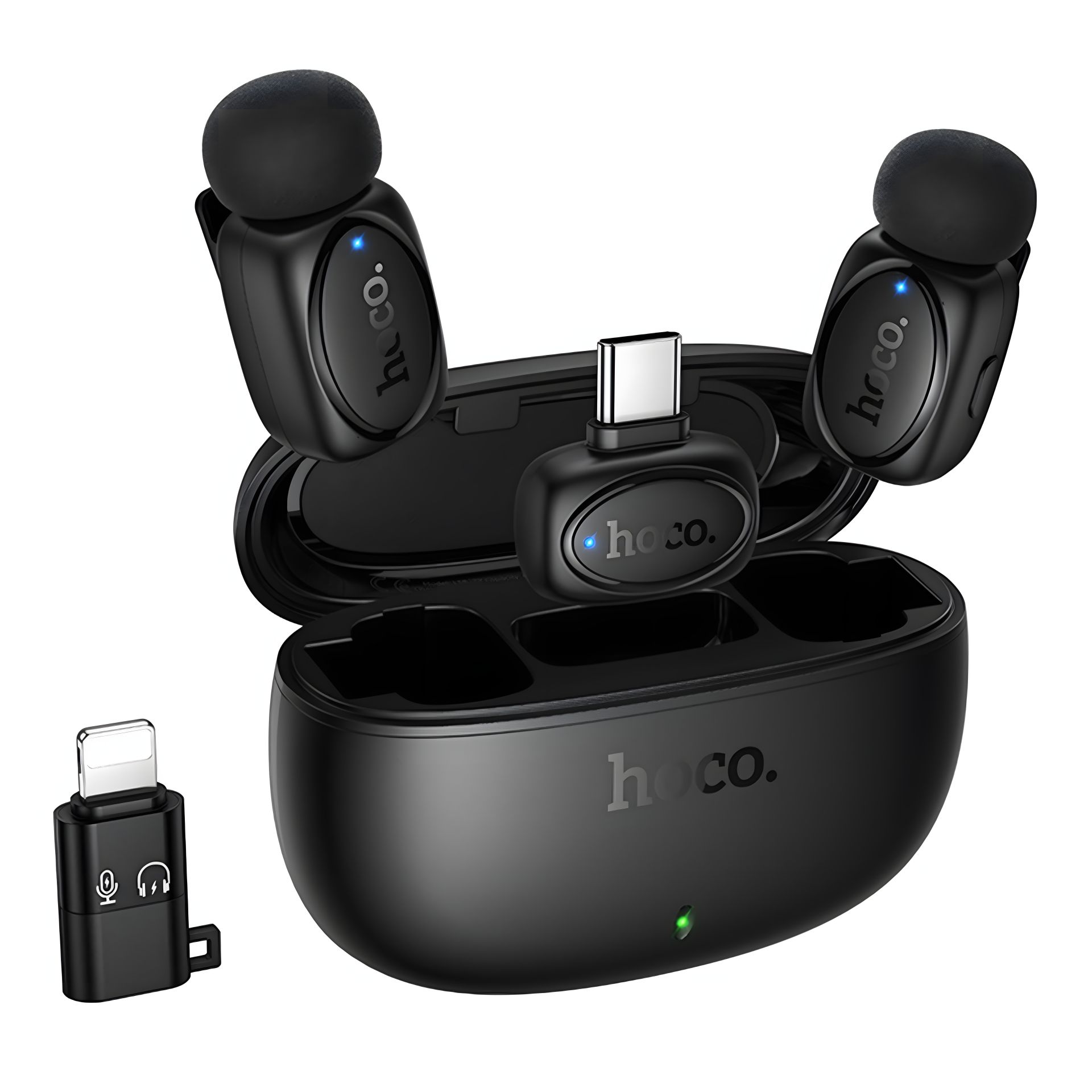 Микрофон Петличный Беспроводной Hoco L19 Graceful iP/Type-C Черный Микрофон Петличный Беспроводной Hoco L19 Graceful iP/Type-C Черный