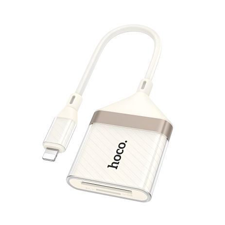 Адаптер-перехідник Hoco UA40, 2-in-1, Lightning to TF, SD, apricot