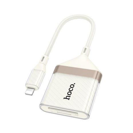 Адаптер перехідник Hoco UA40, 2-in-1, Lightning to TF, SD, apricot Адаптер перехідник Hoco UA40, 2-in-1, Lightning to TF, SD, apricot