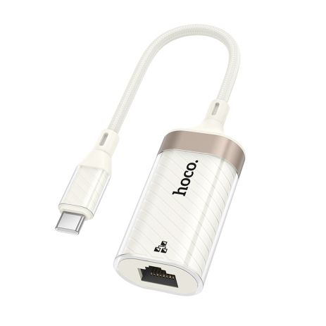Адаптер перехідник Hoco UA41B, Type-C to RJ-45, 100 mbps, apricot