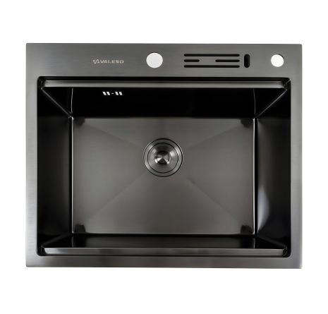 Черная кухонная мойка PVD 60х50 с ножевой подставкой Черная кухонная мойка PVD 60х50 с ножевой подставкой