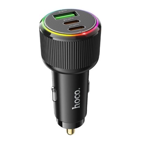 Автомобільний зарядний пристрій Hoco NZ17, USB, 2 Type-C, PD 75W, black