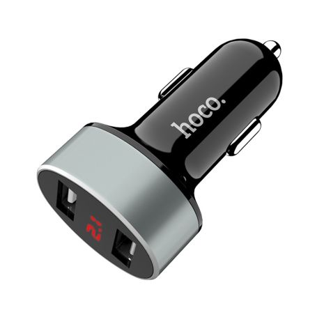 Автомобільний зарядний пристрій Hoco Z26, 2 USB, з дисплеєм, чорний Автомобільний зарядний пристрій Hoco Z26, 2 USB, з дисплеєм, чорний