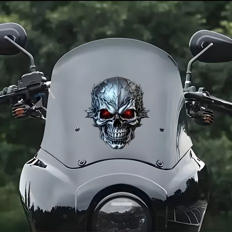 Наклейка череп на бак мотоцикла, скутера, мопеда