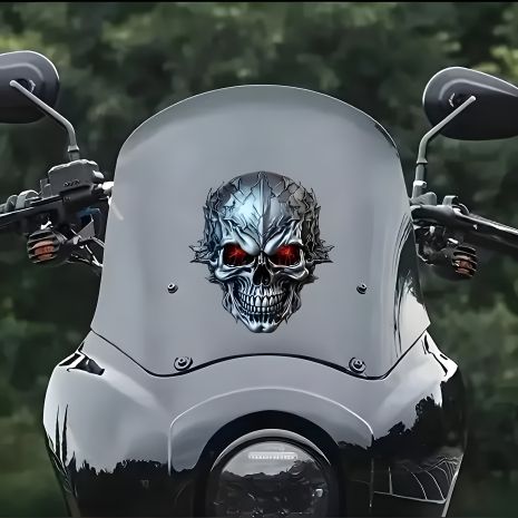 Наклейка череп на бак мотоцикла, скутера, мопеда