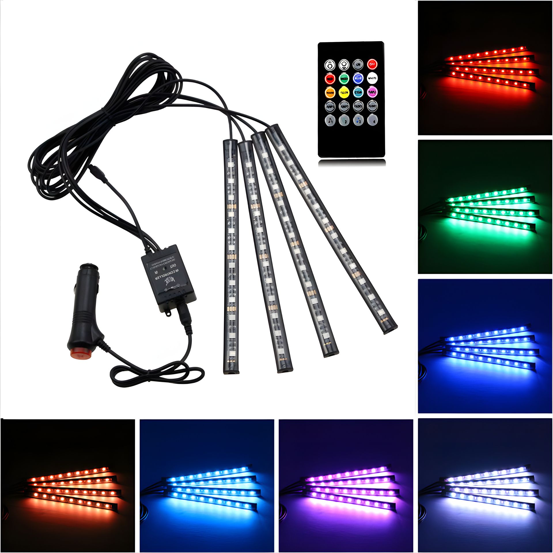 RGB світлодіодна стрічка з пультом, для підсвічування салону автомобіля RGB світлодіодна стрічка з пультом, для підсвічування салону автомобіля