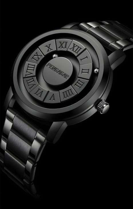 Наручний магнітний годинник Pengagar чорний металевий Наручний магнітний годинник Pengagar чорний металевий