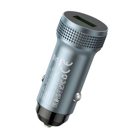 Зарядний пристрій для авто Hoco Z49A, USB, QC, сірий