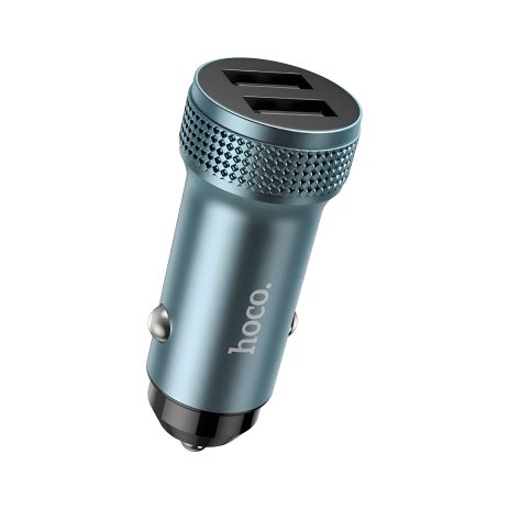 Зарядное устройство авто Hoco Z49 2 USB серое