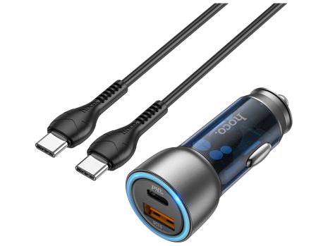 Авто Зарядное Устройство Hoco NZ8 Sprinter 43W PD25W+QC3.0 Type-C to Type-C Синий Авто Зарядное Устройство Hoco NZ8 Sprinter 43W PD25W+QC3.0 Type-C to Type-C Синий