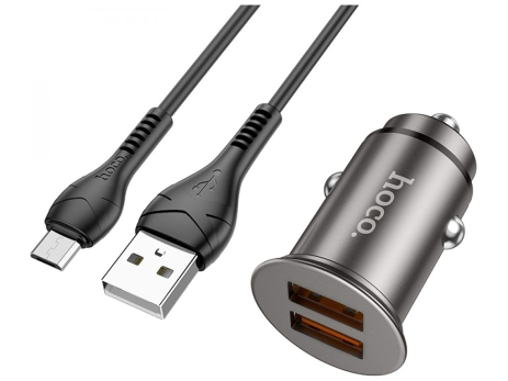 Авто Зарядное Устройство Hoco NZ1 36W QC3.0 Micro Металлически-серый Авто Зарядное Устройство Hoco NZ1 36W QC3.0 Micro Металлически-серый