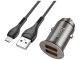 Автомобільний зарядний пристрій Hoco NZ1, 36W, QC3.0, кабель USB to MicroUSB, Металево-сірий Автомобільний зарядний пристрій Hoco NZ1, 36W, QC3.0, кабель USB to MicroUSB, Металево-сірий
