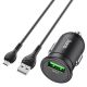 Автомобильное зарядное устройство Hoco Z43 USB QC черное + кабель USB to MicroUSB
