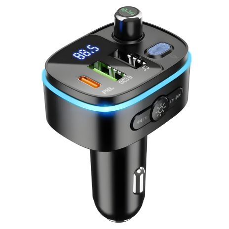 Автомобільний зарядний пристрій Hoco E62, 2 USB, Type-C, QC, PD, з FM-модулятором, чорний Автомобільний зарядний пристрій Hoco E62, 2 USB, Type-C, QC, PD, з FM-модулятором, чорний