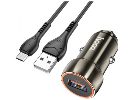 Авто Зарядное Устройство Hoco Z46 QC3.0 18W Micro Металлически-серый