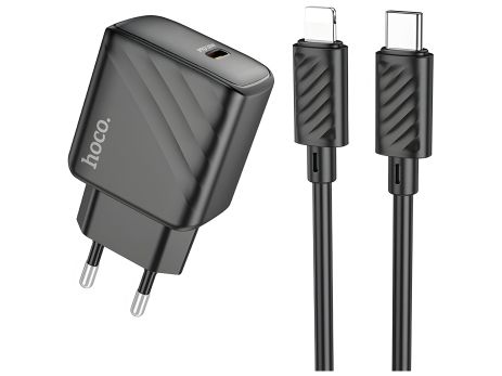 Сетевое Зарядное Устройство Hoco CS22A 1USB-C PD/QC 30W+Type-C to Lightning Черный Сетевое Зарядное Устройство Hoco CS22A 1USB-C PD/QC 30W+Type-C to Lightning Черный