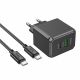 Мережевий зарядний пристрій Hoco CS14A, 1Type-C, 1USB, PD, QC 20W, кабель Type-C to Type-C, Чорний