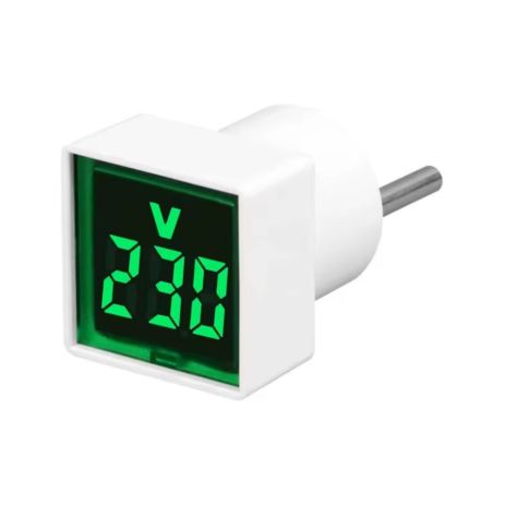 Вольтметр в розетку EU LED мини GREEN