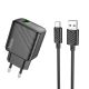 Сетевое Зарядное Устройство Hoco CS21A 1USB QC 18W+USB to Type-C Черный