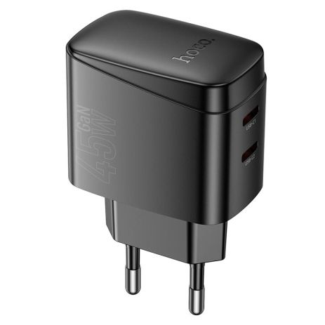 Сетевое Зарядное Устройство Hoco CS62A 2USB-C PD/QC 45W GAN Черный