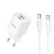 Сетевое Зарядное Устройство Hoco C147A 1USB-C/1USB PD/QC 20W+Type-C to Type-C Белый