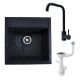 Комплект мойки FIESTA с графитовой отделкой + сифон и смеситель (графит)