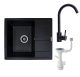 Комплект: Кухонная мойка Aria 5851 черного цвета + Черный смеситель BG76 + Сифон модель 1041 Комплект: Кухонная мойка Aria 5851 черного цвета + Черный смеситель BG76 + Сифон модель 1041