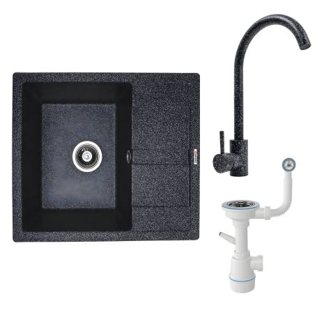 Комплект: мойка ARIA 5851 графит + смеситель 56 B NESP графит + сифон 1041