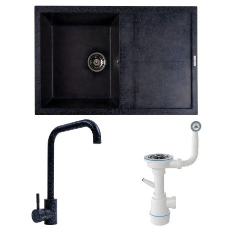 Набір: Мийка SELENA 7950 графіт + Змішувач NS02A графіт + Сифон 1041 Набір: Мийка SELENA 7950 графіт + Змішувач NS02A графіт + Сифон 1041