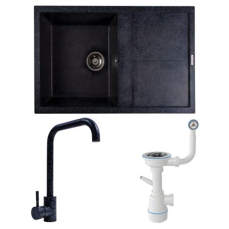 Набір: Мийка SELENA 7950 графіт + Змішувач NS02A графіт + Сифон 1041 Набір: Мийка SELENA 7950 графіт + Змішувач NS02A графіт + Сифон 1041