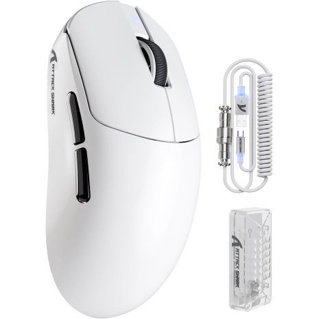 Бездротова миша ATTACK SHARK X8 Pro PAW 3395PRO Sensor,40K DPI,8K 2.4G/USB-C з кабелем/Bluetooth Біла Бездротова миша ATTACK SHARK X8 Pro PAW 3395PRO Sensor,40K DPI,8K 2.4G/USB-C з кабелем/Bluetooth Біла