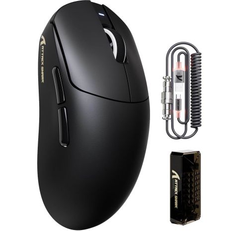 Бездротова миша ATTACK SHARK X8 Pro PAW 3395PRO Sensor,40K DPI,8K 2.4G/USB-C з кабелем/Bluetooth Чорна