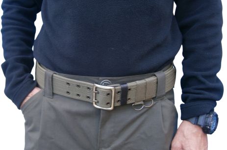 Офицерский полевой ремень (стропа+кожа) оливковый 115 см