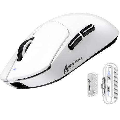 ATTACK SHARK X8 ULTRA 42000 DPI PAW3950MAX,8K 2.4G/USB-C Бездротова миша з кабелем/Bluetooth Біла