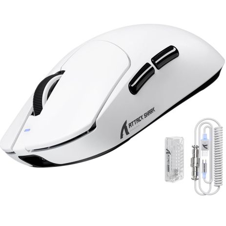 Бездротова миша ATTACK SHARK X8 ULTRA 42000 DPI PAW3950MAX,8K 2.4G/USB-C з кабелем/Bluetooth Біла