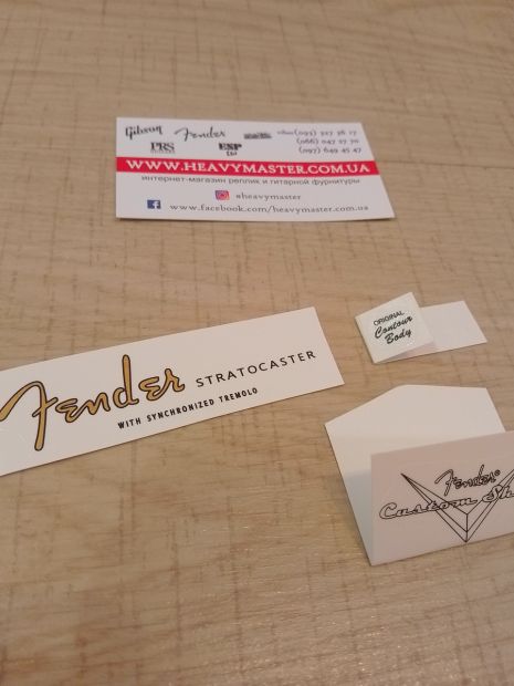 Наклейка-деколь для электрогитары Fender Stratocaster TREMOLO gold